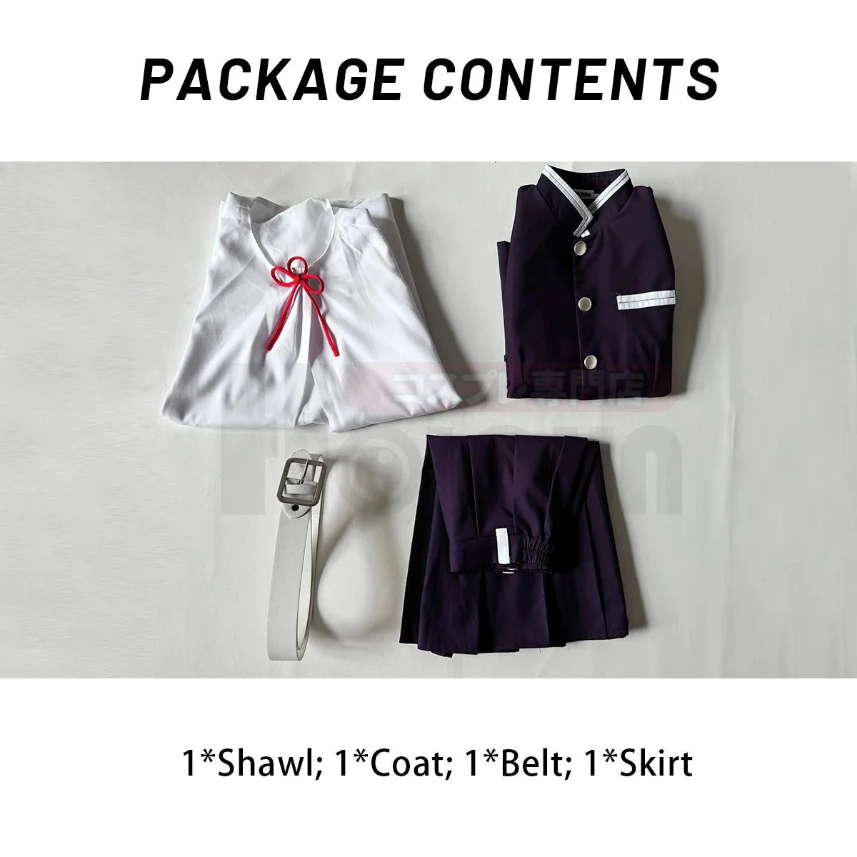 Astricos Tsuyuri Kanao Cosplay Outfit with Wig, Purple Top, Skirt, White Cloak, and Belt - Perfect for Cosplay Events - Astricos