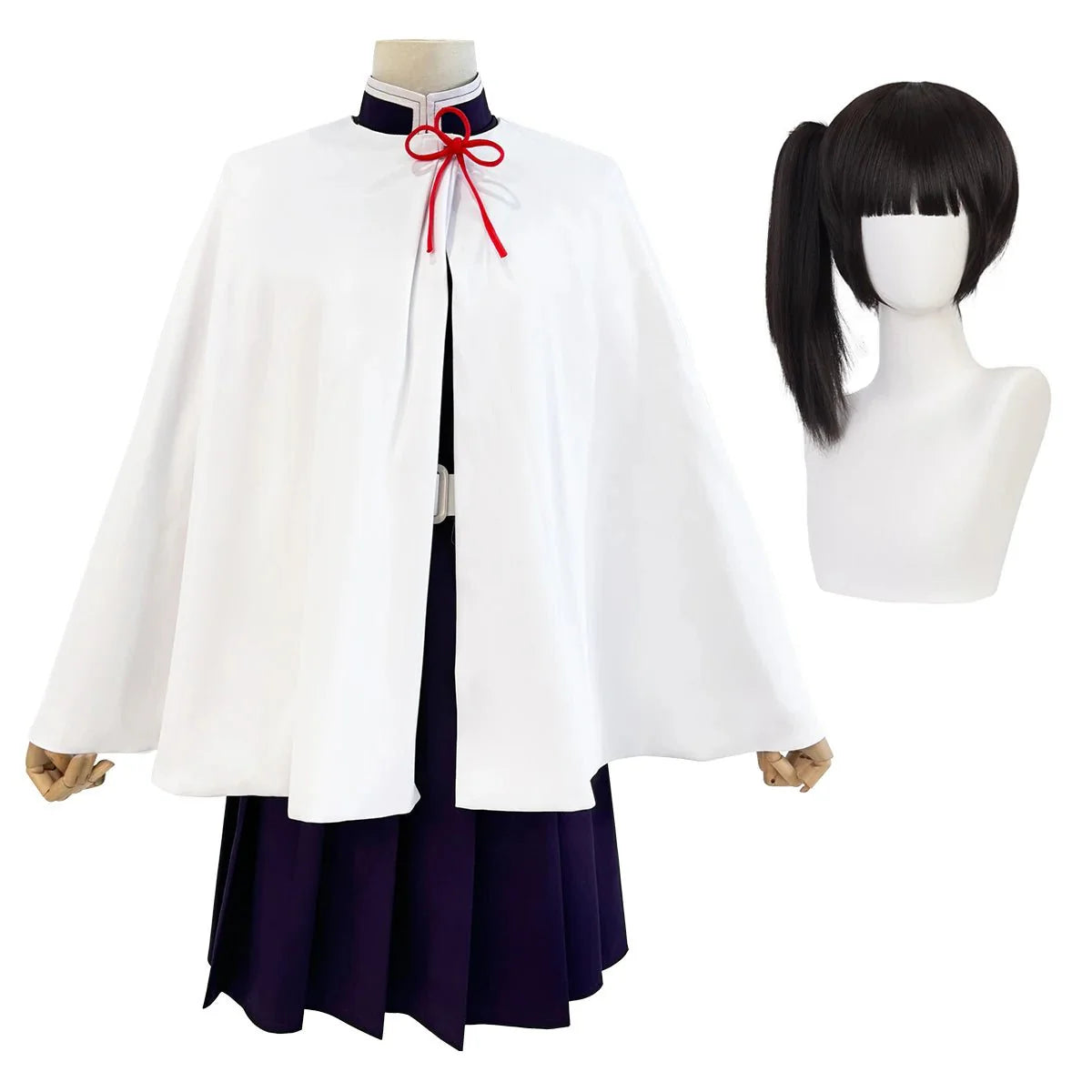 Astricos Tsuyuri Kanao Cosplay Outfit with Wig, Purple Top, Skirt, White Cloak, and Belt - Perfect for Cosplay Events - Astricos