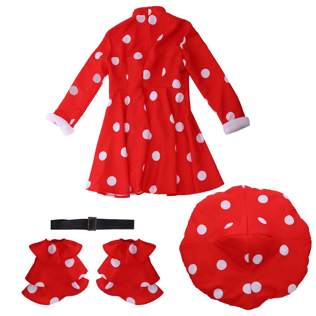 Anime Komori Kinoko Cosplay Costume - Red Polka Dot Dress | Halloween & Carnival Outfit | Astricos - Astricos