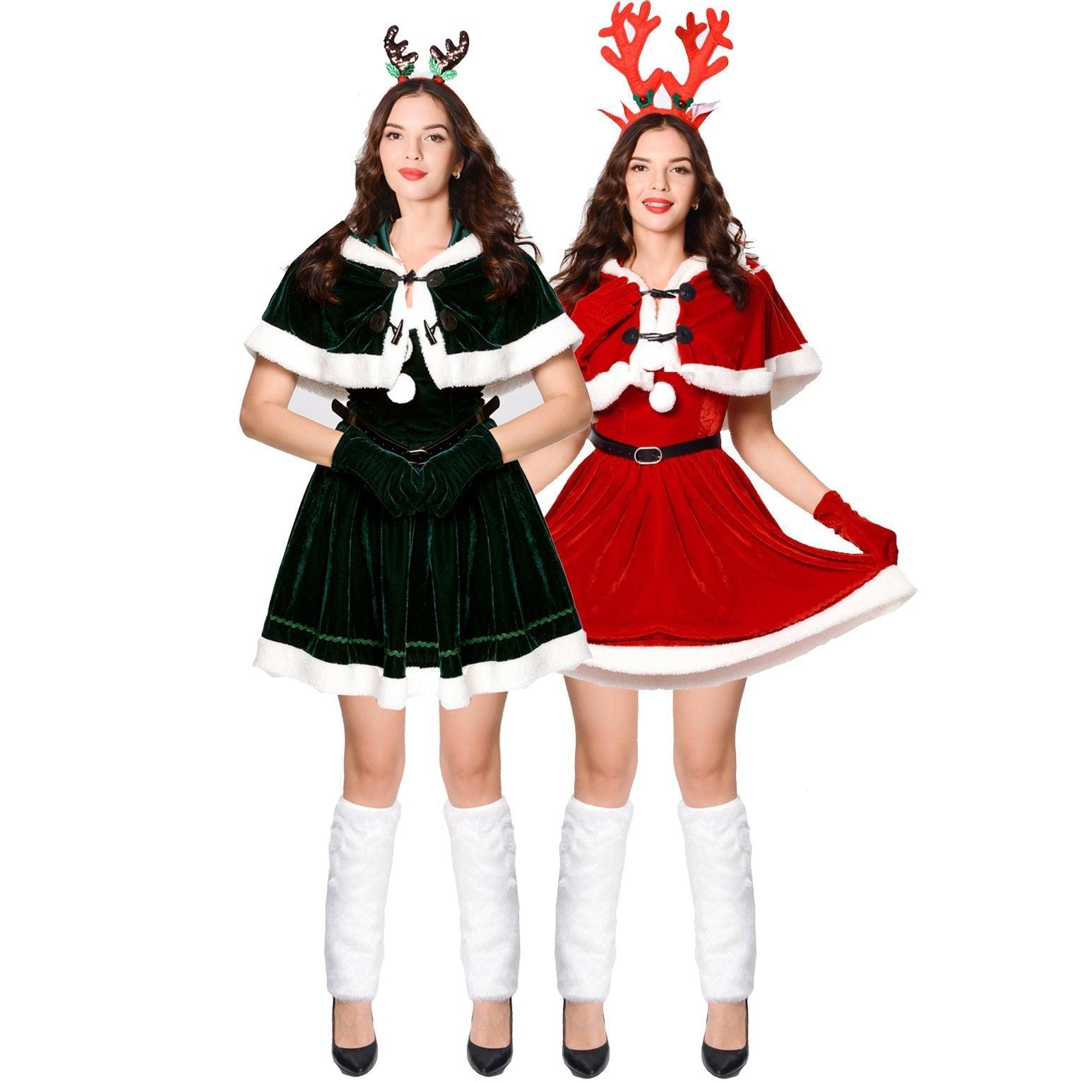 Astricos Red Deer Shawl Christmas Costume - Festive Antler Headdress for Party and Stage Performances - Astricos