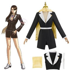 Astricos Mia Fey Cosplay Ace Attorney Game Black Dress Women Lawyer Uniform Halloween Roleplay - Astricos