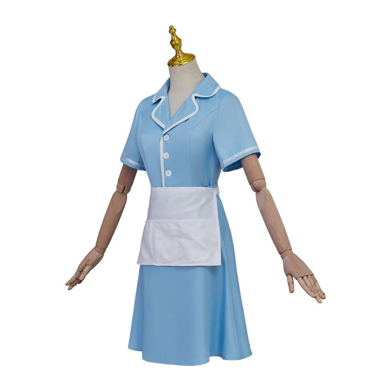 Astricos Waitress the Musical Inspired Cosplay Costume – Blue Maid Uniform Dress with Apron for Women - Astricos