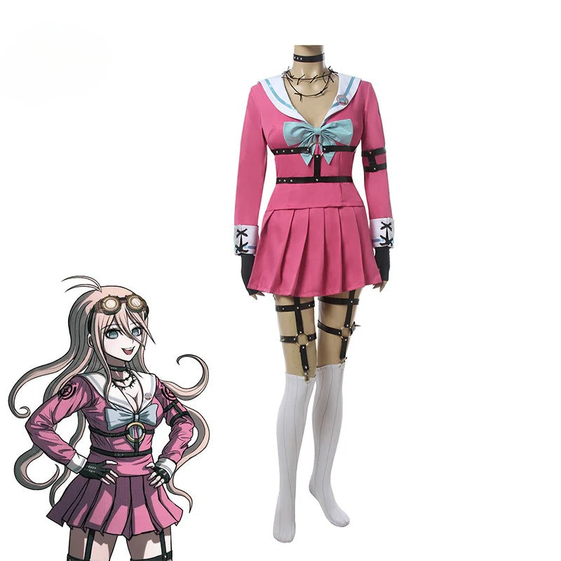 Astricos Danganronpa Miu Iruma Cosplay Costume Women Pink School Uniform Set - Astricos