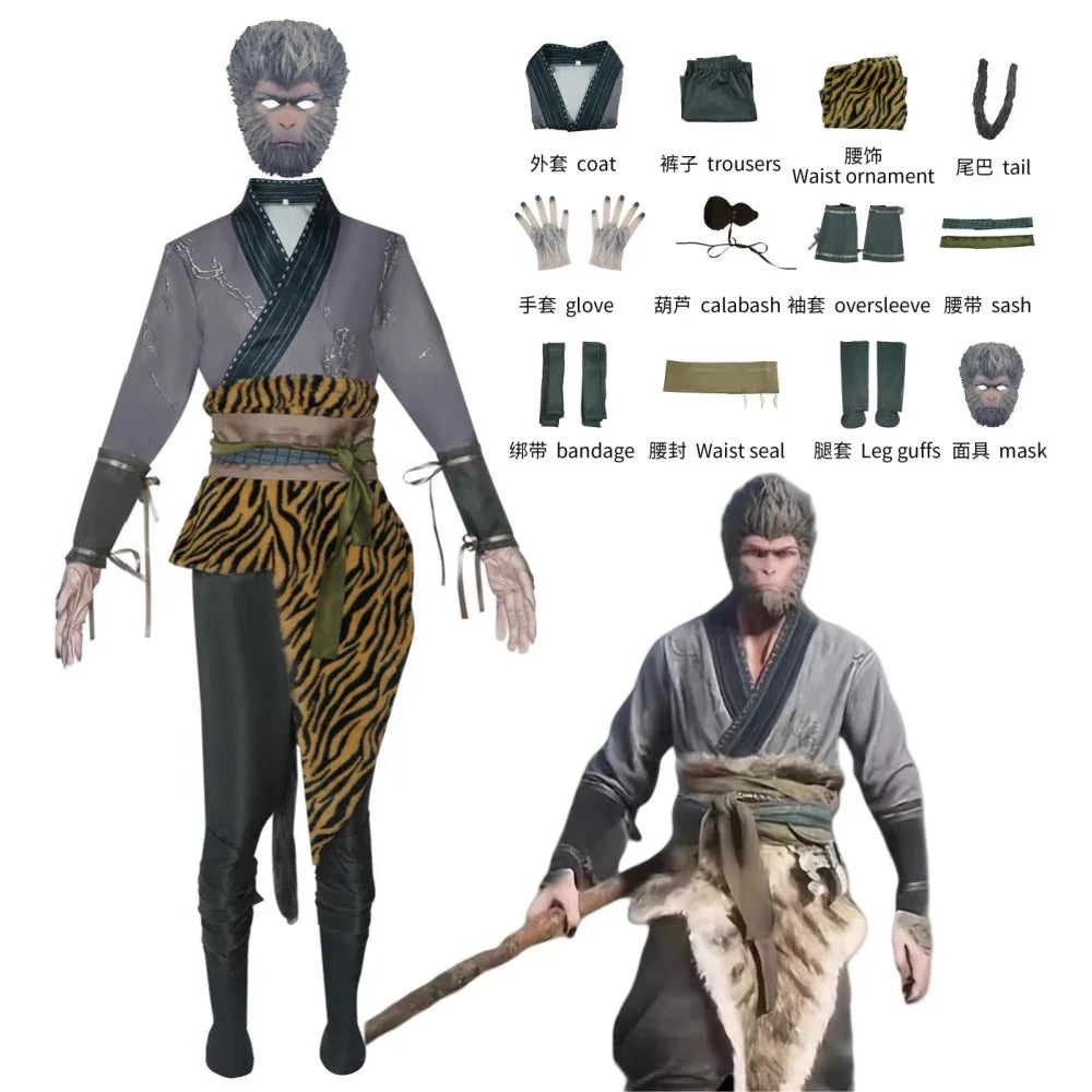 Astricos Wukong Cosplay Costume | The Destined One Masked Warrior Outfit for Halloween & Anime Events - Astricos