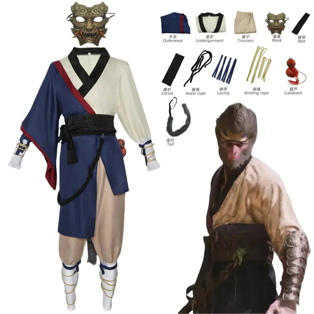 Astricos Wukong Cosplay Costume | The Destined One Masked Warrior Outfit for Halloween & Anime Events - Astricos