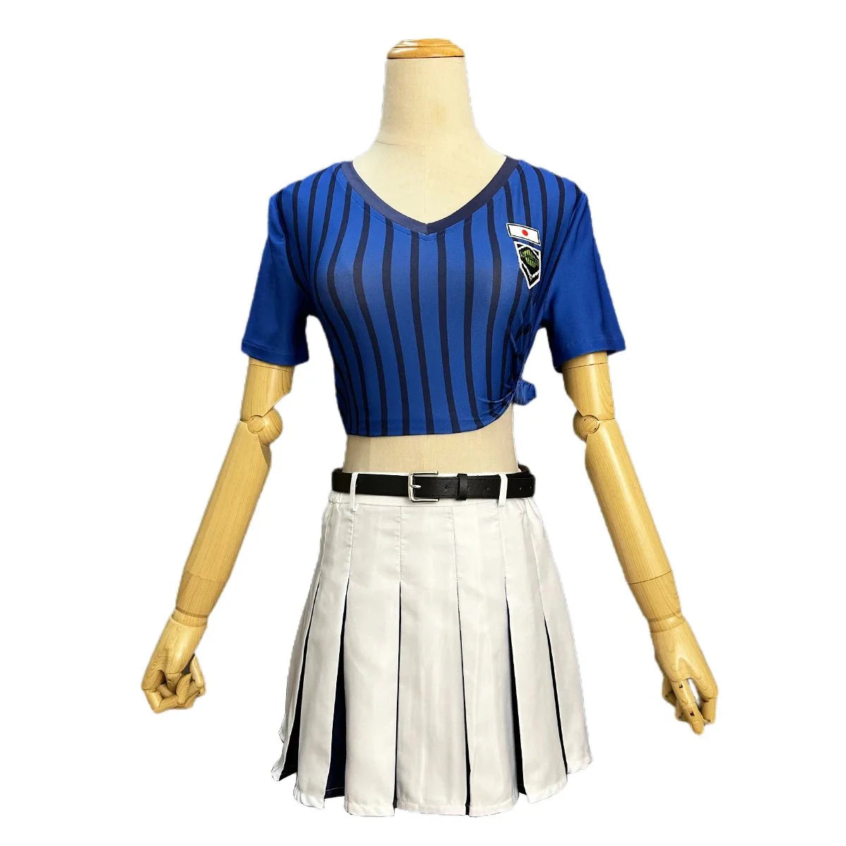 Astricos Blue Lock Anime Anri Teieri Cosplay Costume Wig Cheering Squad Skirt Uniform Stripe T-shirt - Astricos