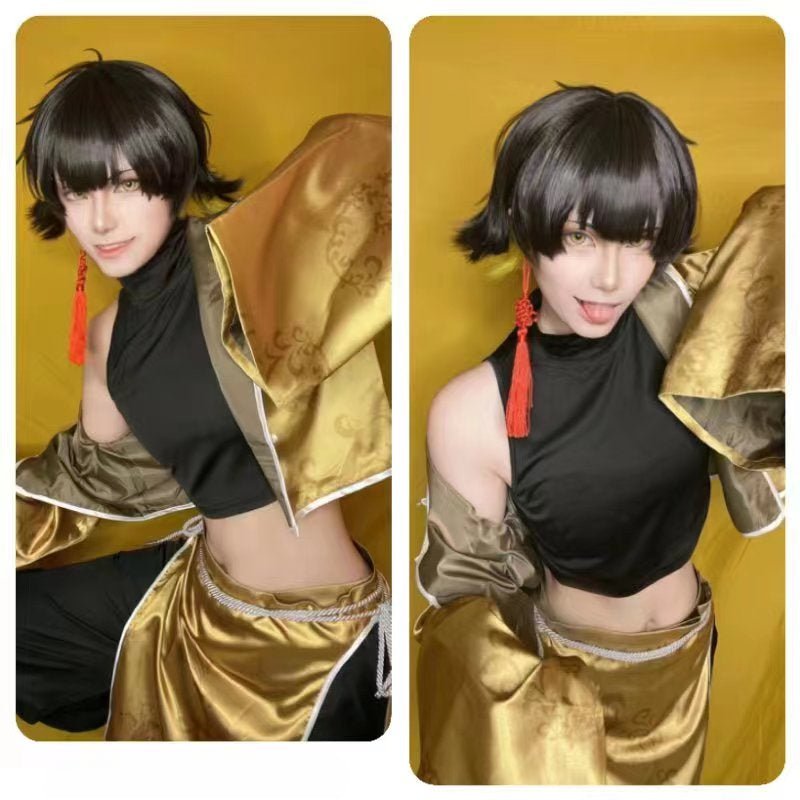 Astricos Bachira Anime Cosplay Costume - Blue Lock Kung Fu Tang Suit with Adjustable Synthetic Fiber Wig - Astricos