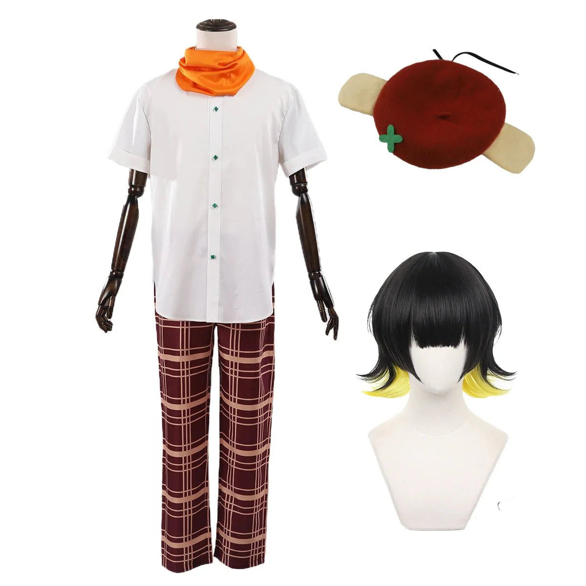 Astricos Bachira Cosplay Costume - Blue Lock Anime Inspired Outfit with Wig, Shirt, Pants, Scarf, Hat, and Rose - Astricos