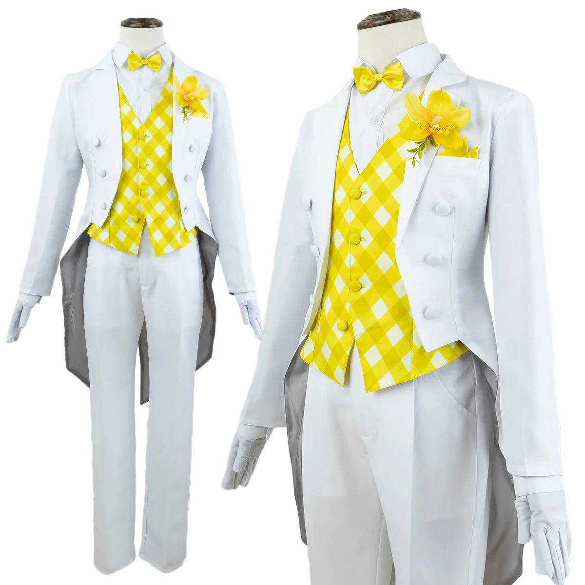 Astricos Bachira Cosplay Costume - Blue Lock Anime Tuxedo Tailcoat Suit with Wig and Corsage Rose - Astricos