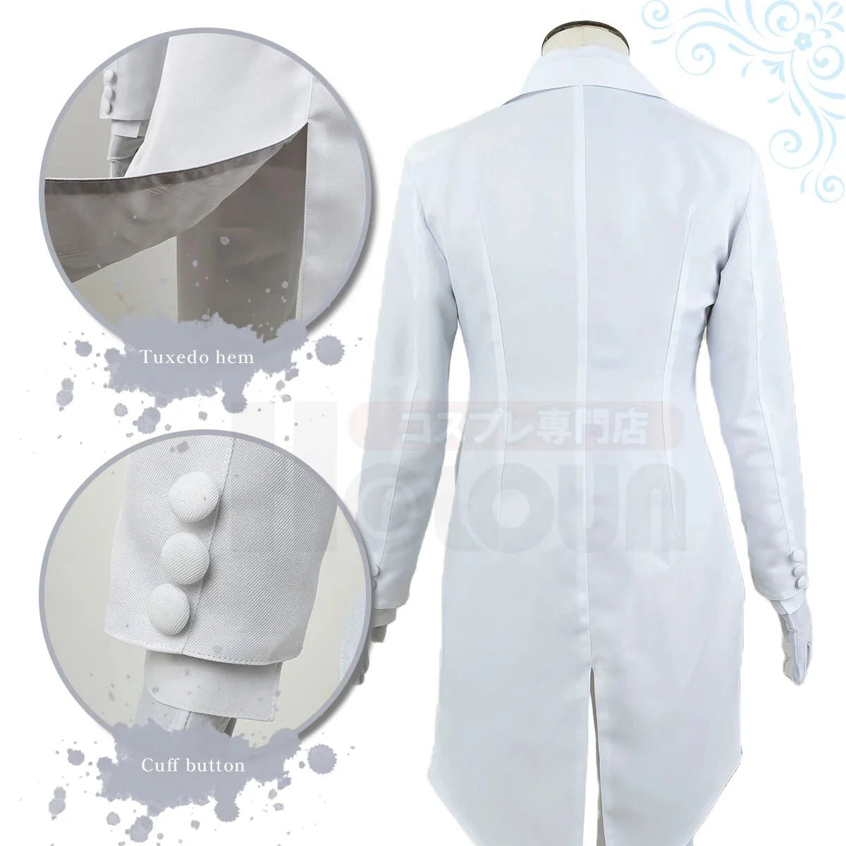 Astricos Bachira Cosplay Costume - Blue Lock Anime Tuxedo Tailcoat Suit with Wig and Corsage Rose - Astricos