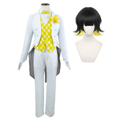 Astricos Bachira Cosplay Costume - Blue Lock Anime Tuxedo Tailcoat Suit with Wig and Corsage Rose - Astricos