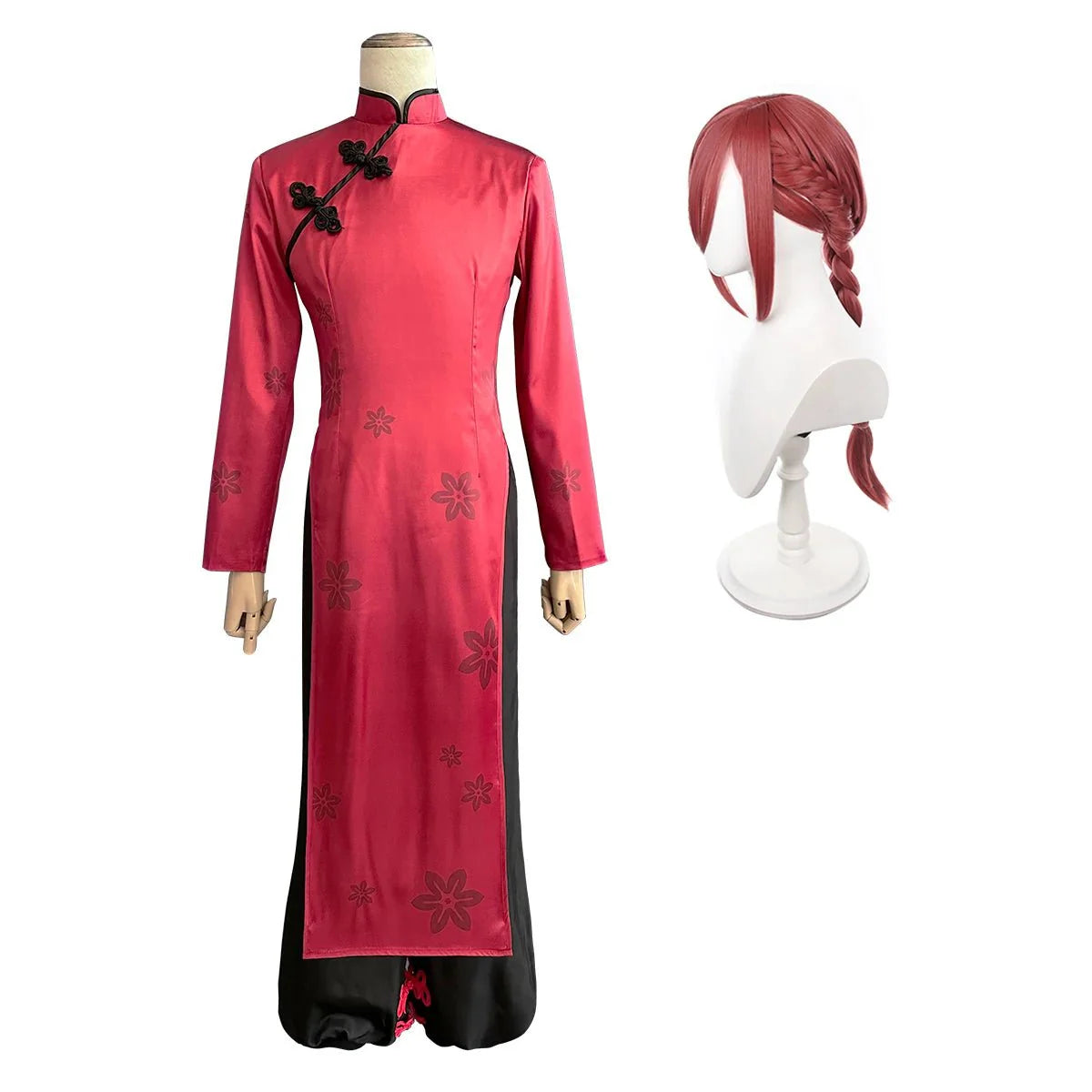 Astricos Blue Lock Anime Chigiri Cosplay Costume - Red Kung Fu Tang Suit with Synthetic Fiber Wig - Astricos