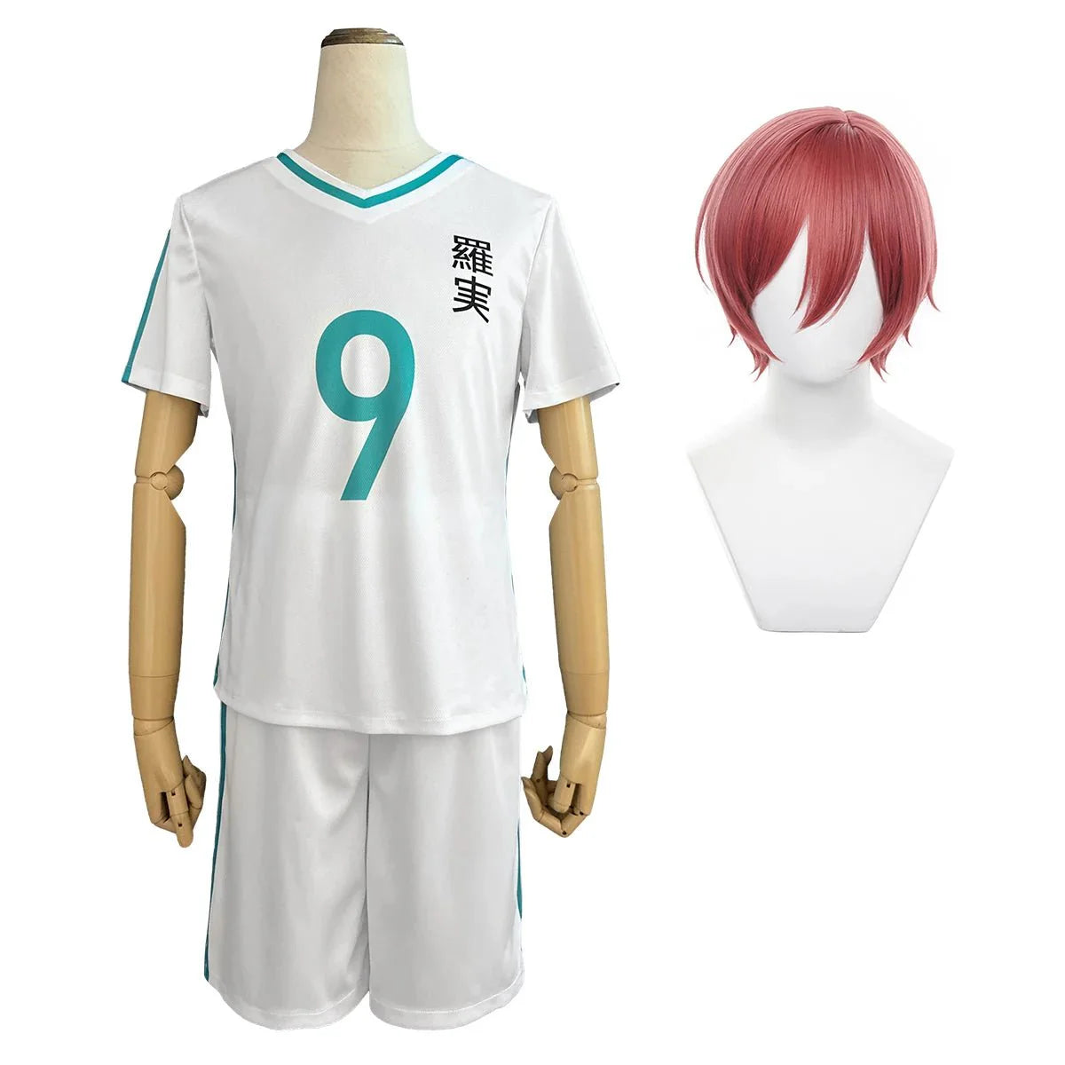 Astricos Chigiri Cosplay Costume - Blue Lock Anime School Sports Uniform with Wig and Rose Net - Astricos