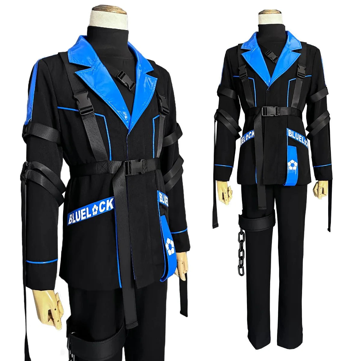 Astricos Anime Chigiri Cosplay Costume - Black Blue Jacket Pants Set with Wig - Astricos