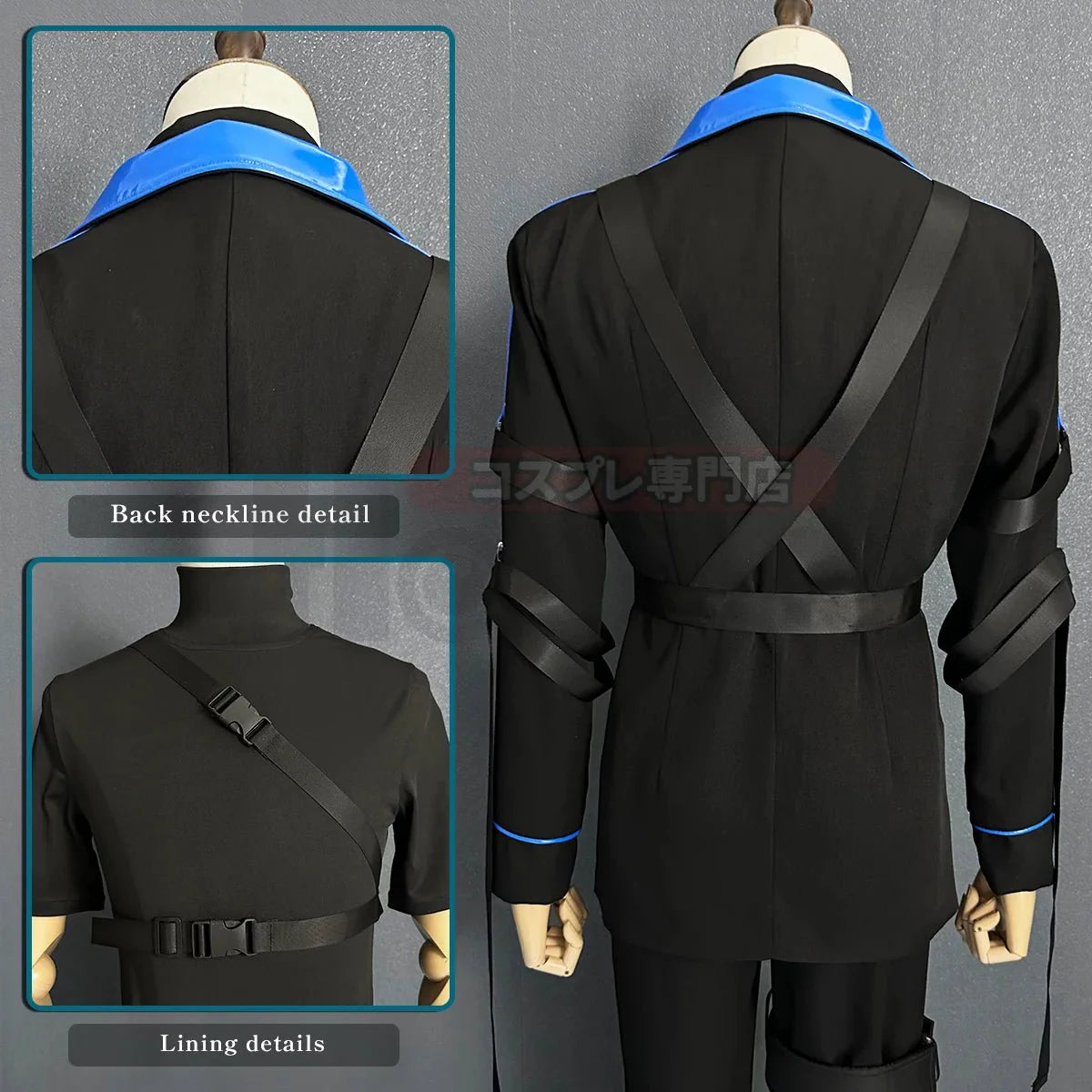 Astricos Anime Chigiri Cosplay Costume - Black Blue Jacket Pants Set with Wig - Astricos