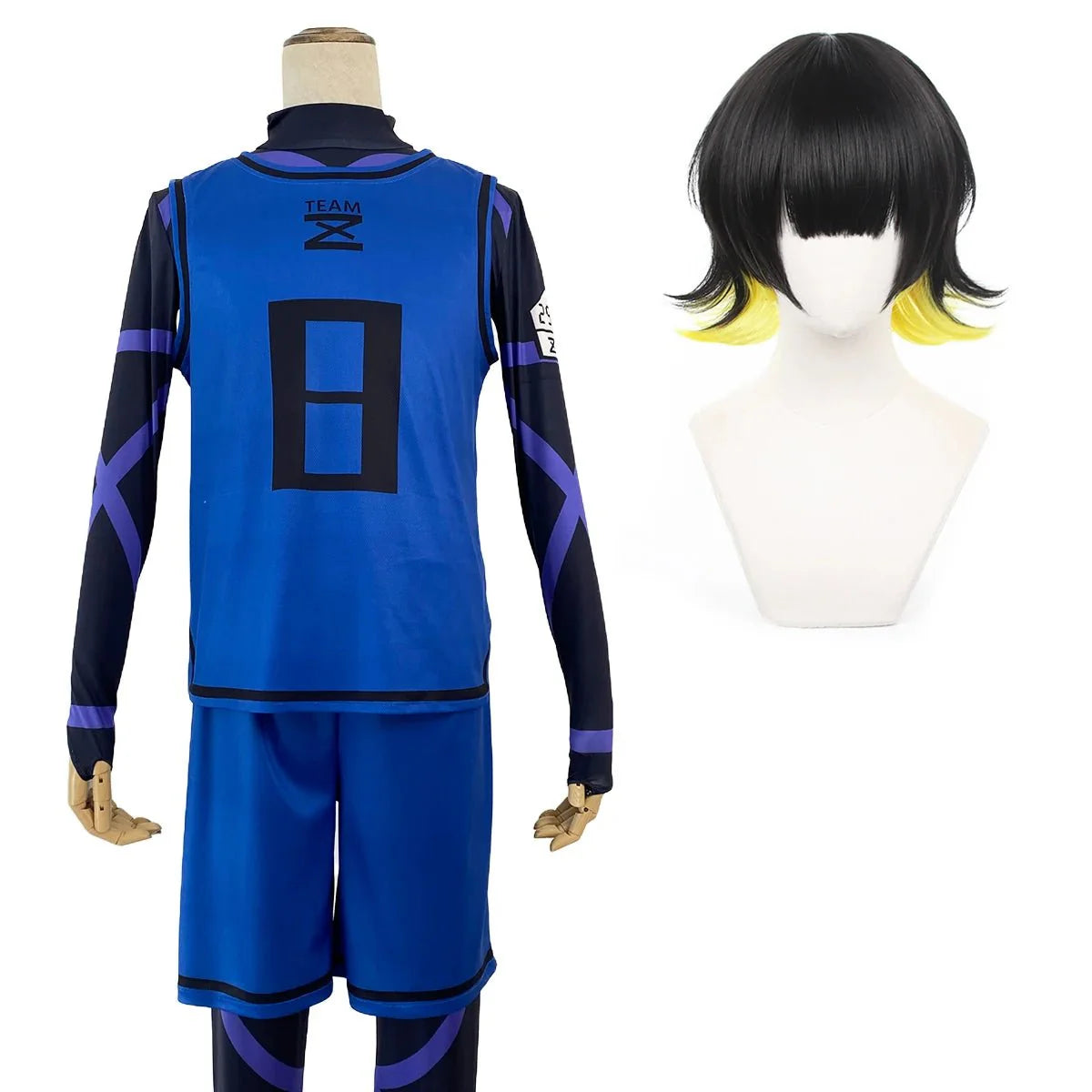 Astricos Blue Lock Anime Cosplay Costume Wig - Authentic Football Training Uniform with Rose Net Gift - Astricos