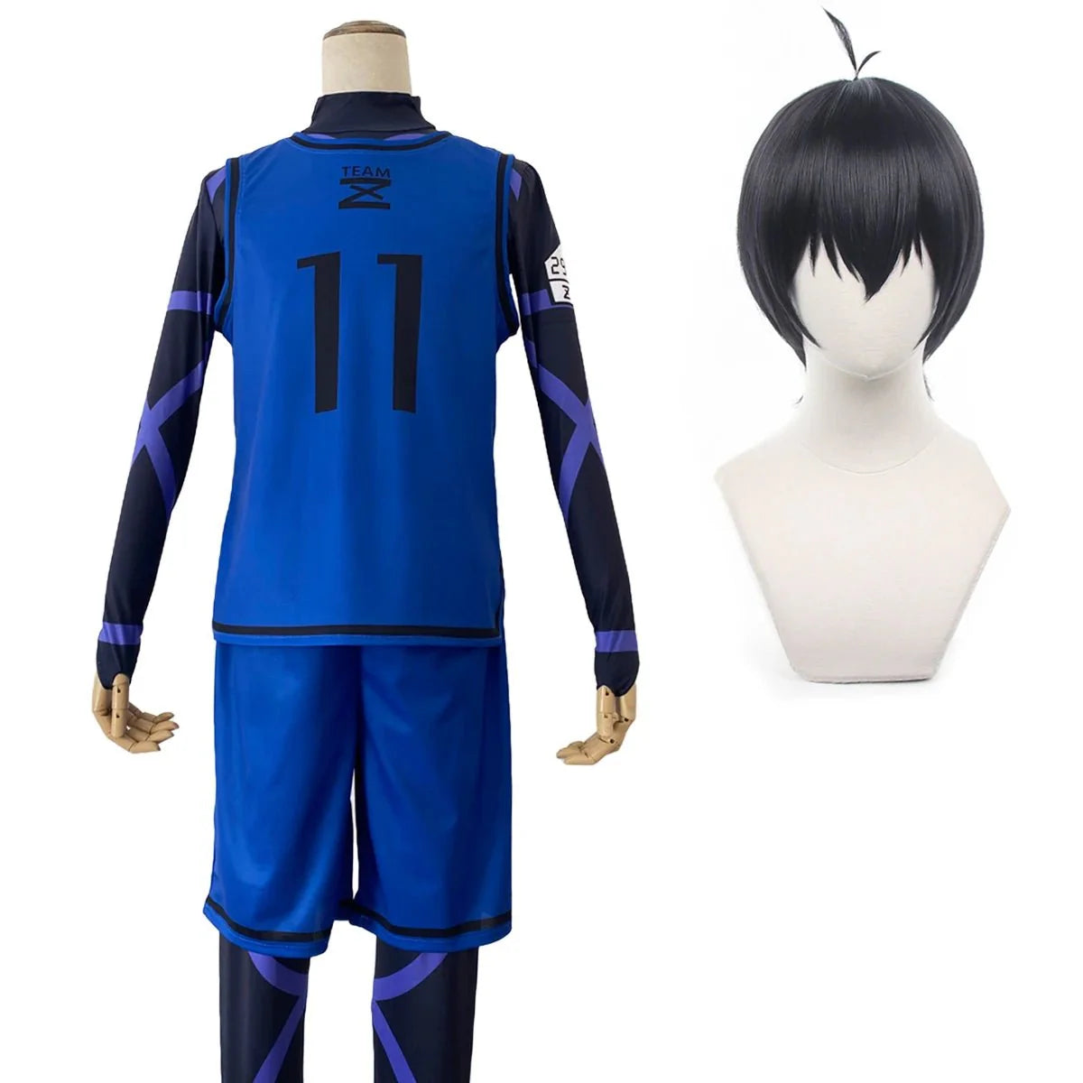 Astricos Blue Lock Anime Cosplay Costume Wig - Authentic Football Training Uniform with Rose Net Gift - Astricos