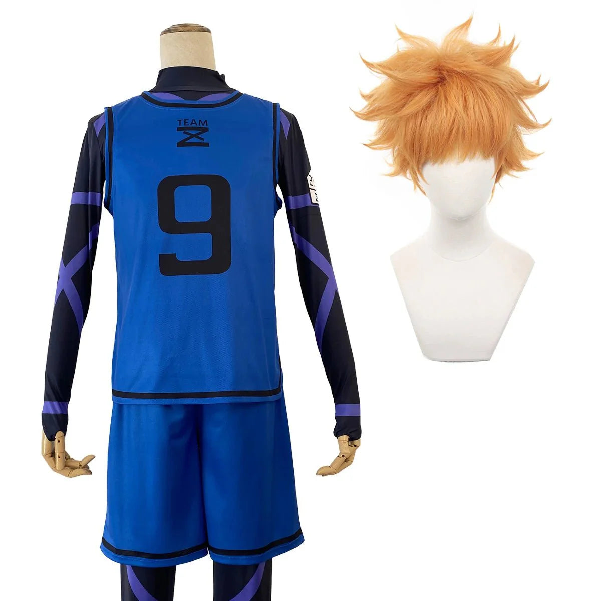 Astricos Blue Lock Anime Cosplay Costume Wig - Authentic Football Training Uniform with Rose Net Gift - Astricos