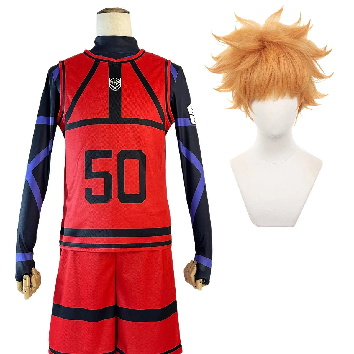 Astricos Anime Cosplay Costume Wig - Reo Nagi Rin Kunigam Red Football Training Uniform for Daily Wear - Astricos