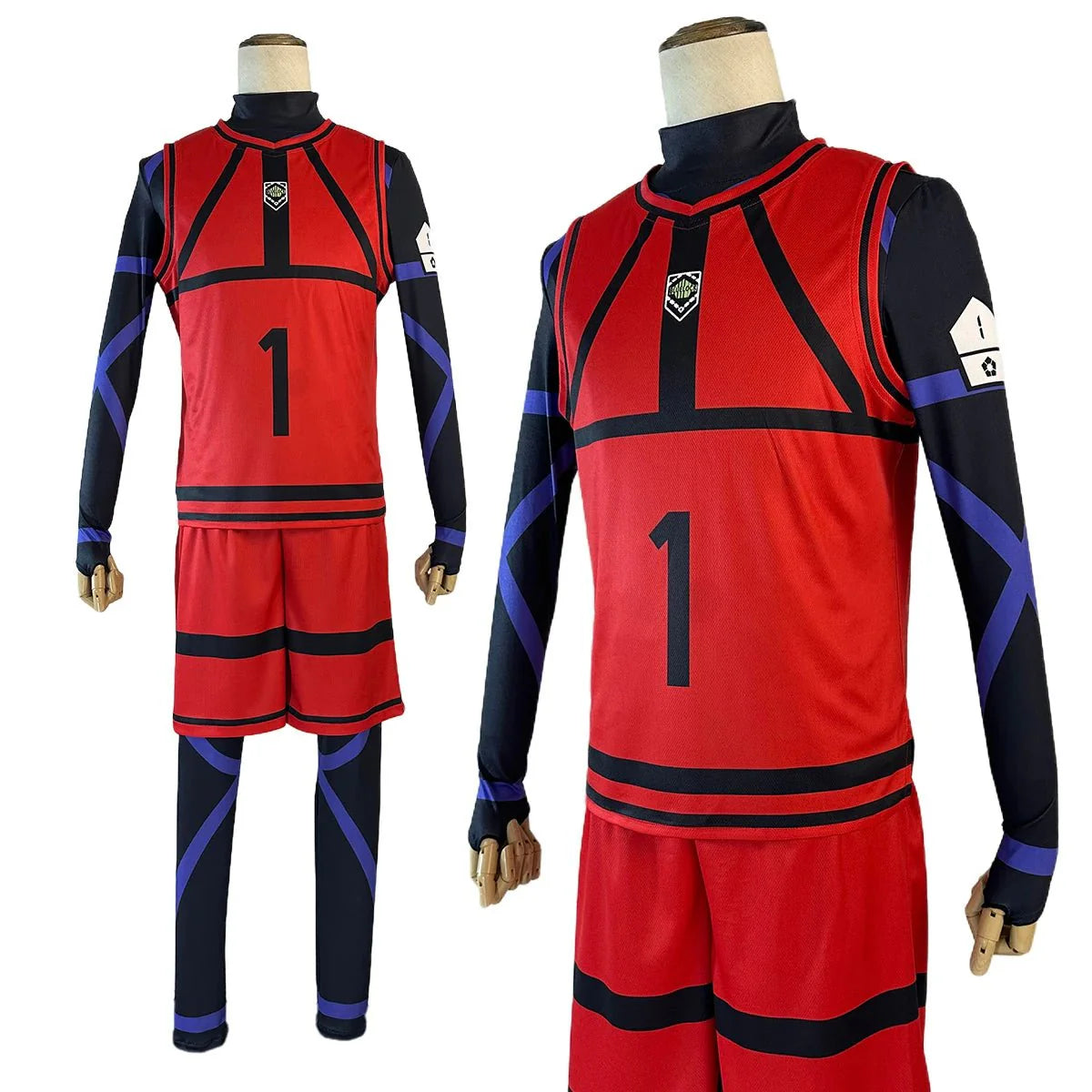 Astricos Anime Cosplay Costume Wig - Reo Nagi Rin Kunigam Red Football Training Uniform for Daily Wear - Astricos