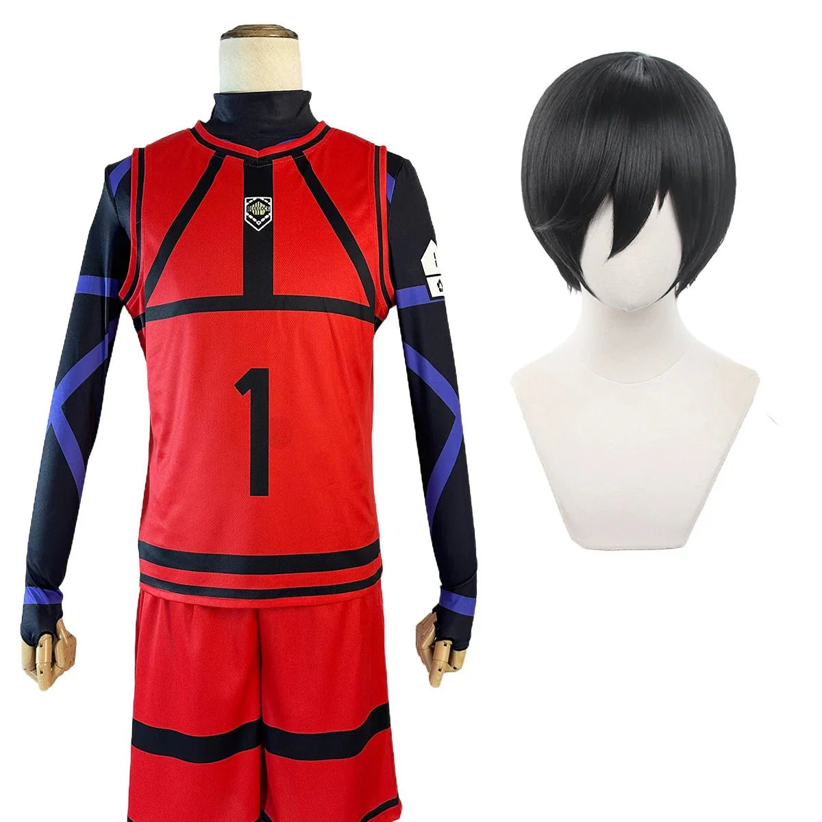 Astricos Anime Cosplay Costume Wig - Reo Nagi Rin Kunigam Red Football Training Uniform for Daily Wear - Astricos