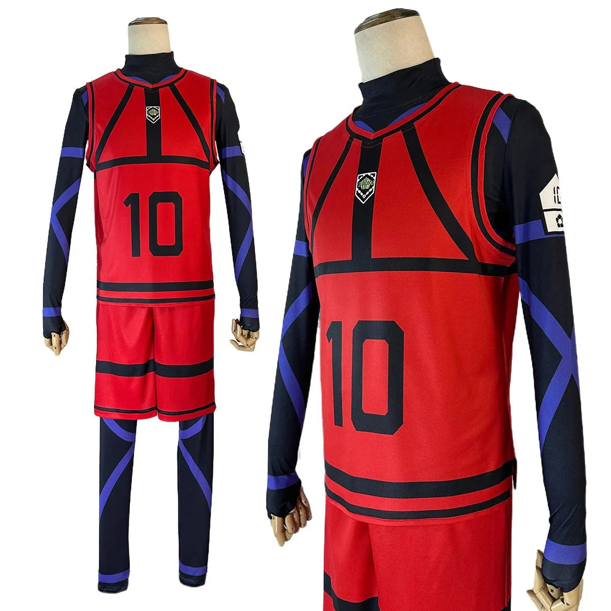 Astricos Anime Cosplay Costume Wig - Reo Nagi Rin Kunigam Red Football Training Uniform for Daily Wear - Astricos