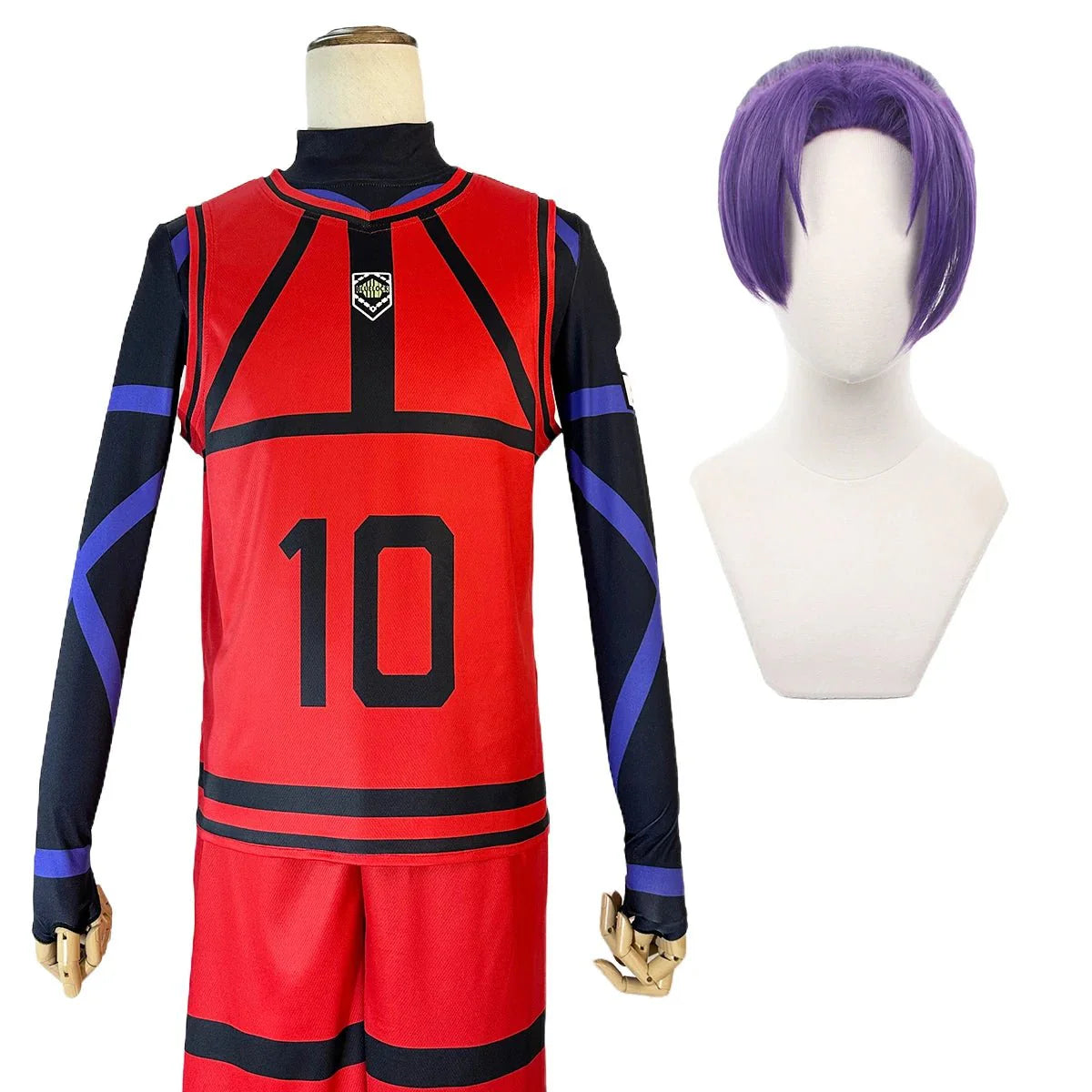 Astricos Anime Cosplay Costume Wig - Reo Nagi Rin Kunigam Red Football Training Uniform for Daily Wear - Astricos