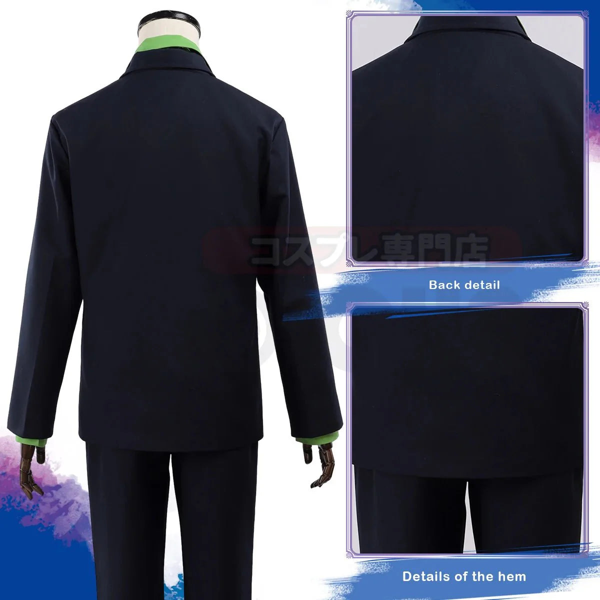 Astricos Blue Lock Anime Isagi Cosplay Costume Wig Green Shirt Black Suit Pants Daily Wear Outfit - Astricos