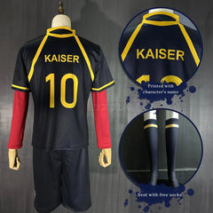 Astricos Blue Lock Anime Kaiser Ness, Isagi, Kurona, Hiori Cosplay Costume with Detailed Embroidery Football Uniform - Astricos