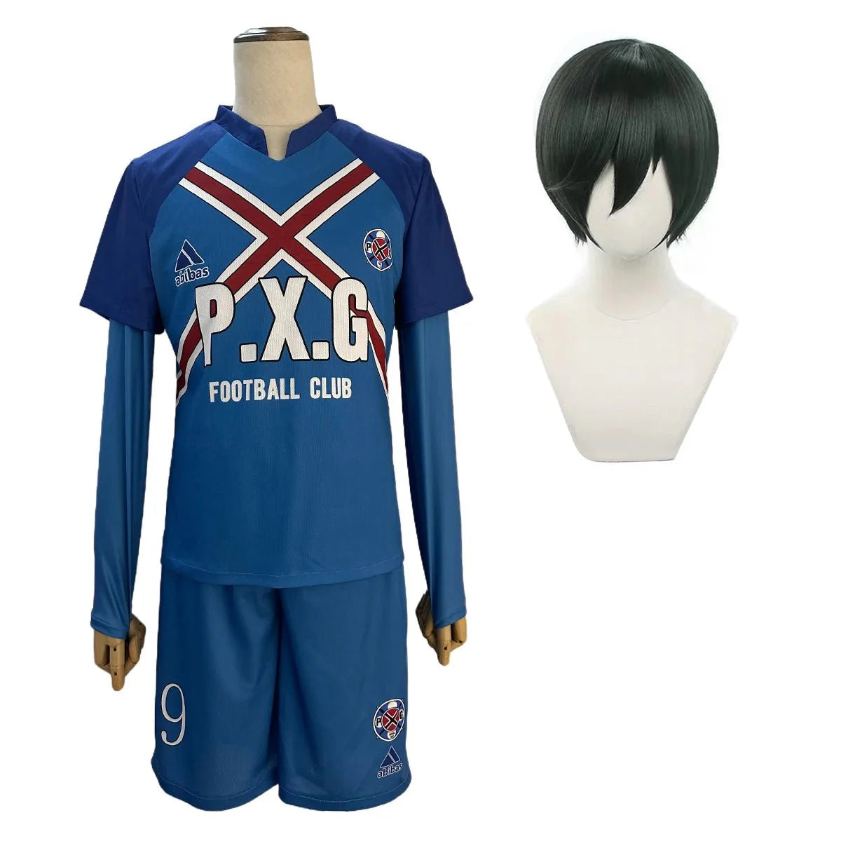 Astricos Anime Blue Lock Rin Itoshi Shidou Ryusei Charles Karasu Cosplay Costume P.X.G Jersey Wig - Astricos