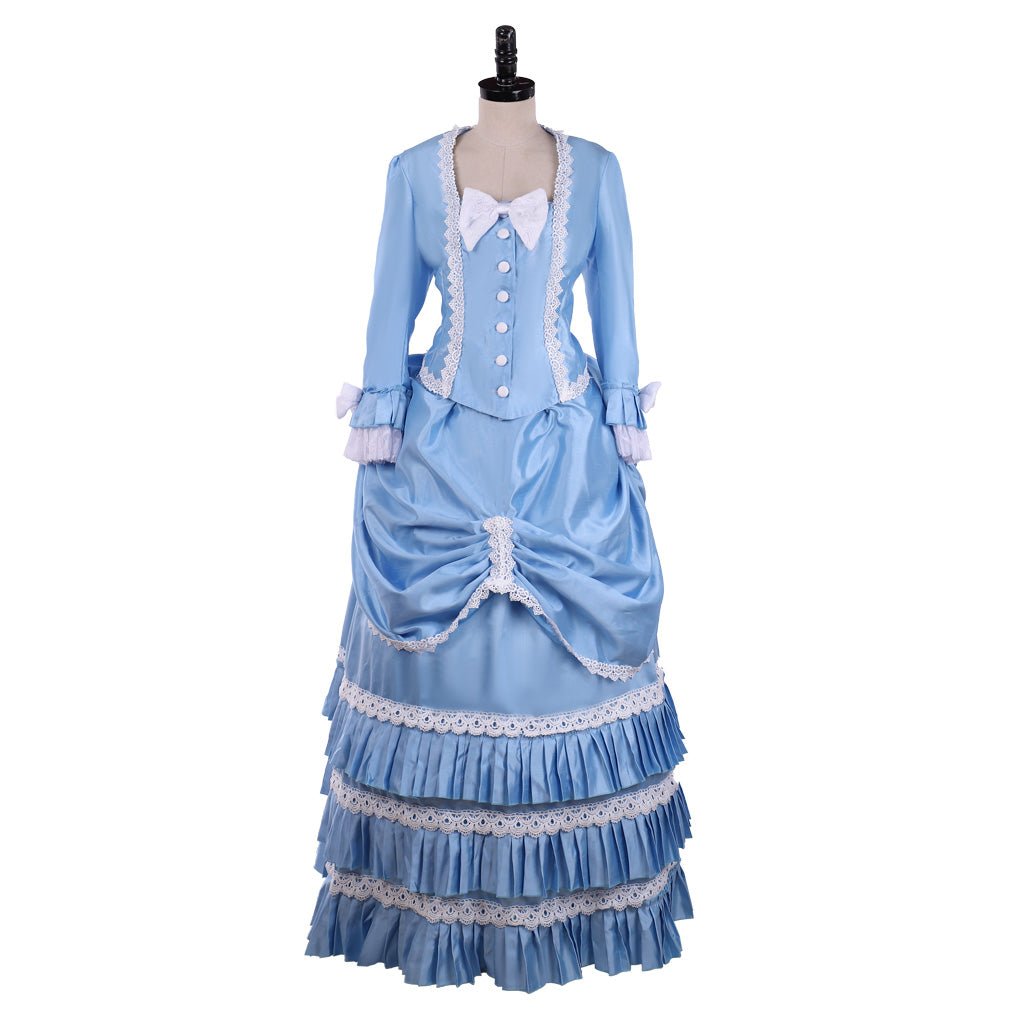 Royal Blue Victorian Bustle Dress with Elegant Lace | Ideal for Cosplay, Themed Events & 19th Century Fashion - Astricos