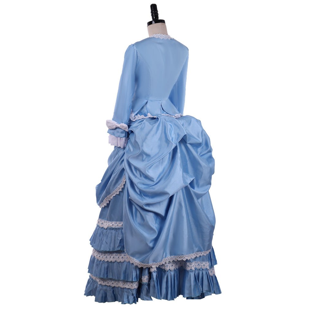 Royal Blue Victorian Bustle Dress with Elegant Lace | Ideal for Cosplay, Themed Events & 19th Century Fashion - Astricos