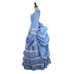 Royal Blue Victorian Bustle Dress with Elegant Lace | Ideal for Cosplay, Themed Events & 19th Century Fashion - Astricos