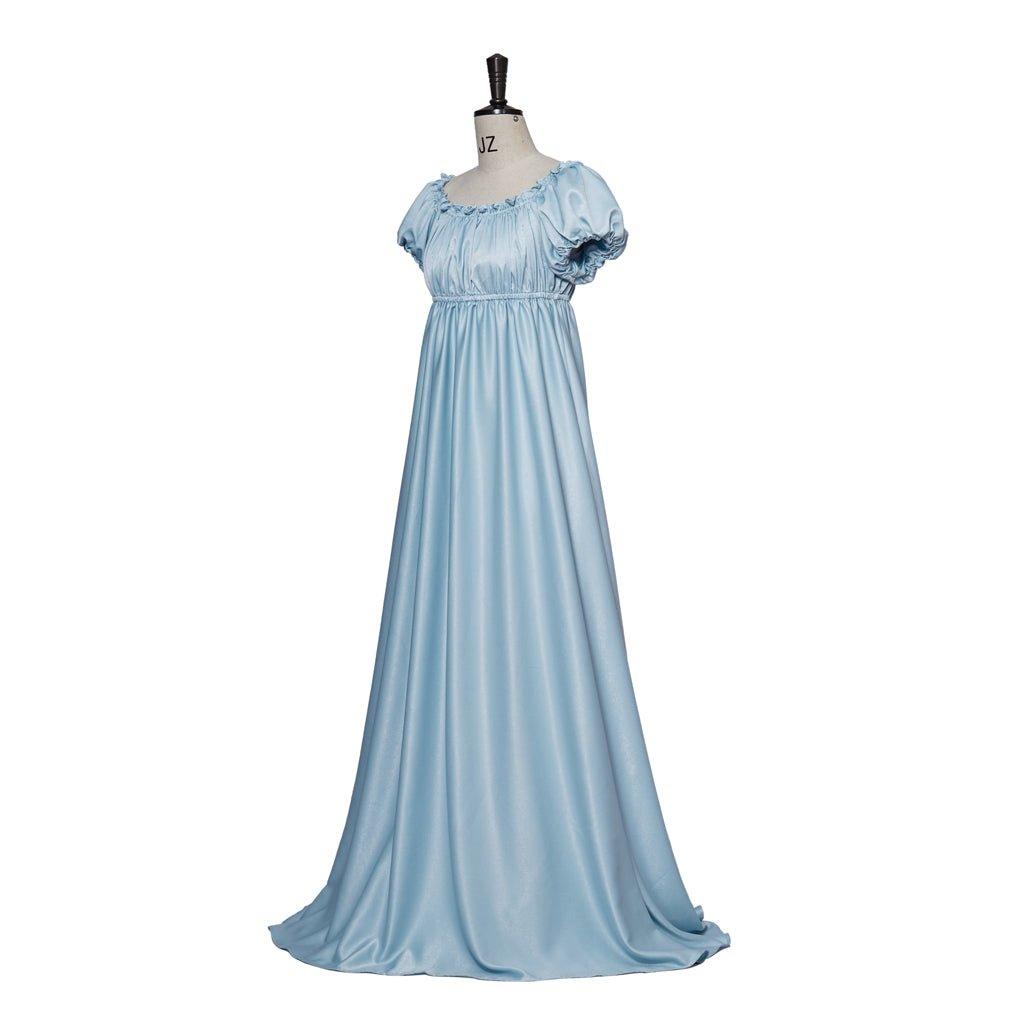 Astricos Cosplay Costume - Elegant Light Blue Silk Empire Waist Regency Dress - Astricos