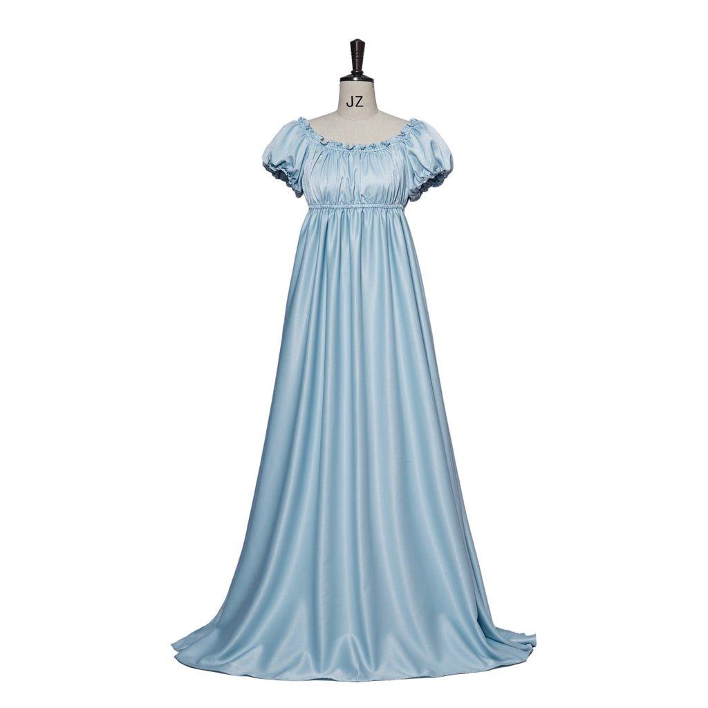 Astricos Cosplay Costume - Elegant Light Blue Silk Empire Waist Regency Dress - Astricos