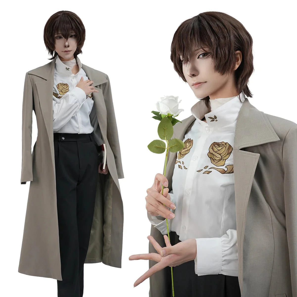 Astricos Anime Dazai Osamu Cosplay Costume - 10th Anniversary Edition with Wig, Coat, Pants, Shirt for Daily Wear, Halloween, Christmas - Astricos