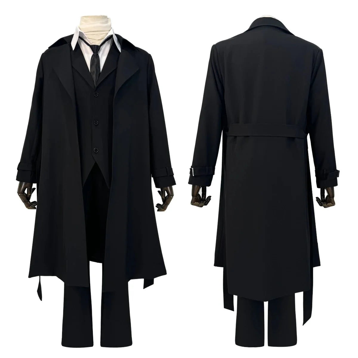 Astricos Dazai Osamu Cosplay Costume - Premium Black Coat, Elastic Pants, Shirt, Tie, Wig for Anime Enthusiasts - Astricos