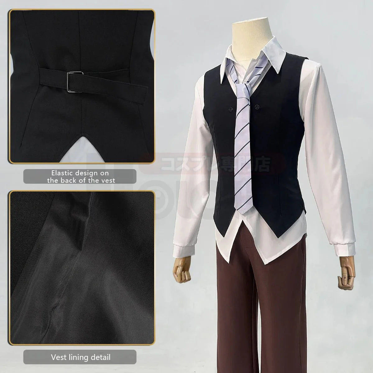 Astricos Edogawa Rampo Cosplay Costume - Premium Cape, Elastic Pants, Shirt, Vest, Tie, Hat - Ideal for Anime Fans - Astricos