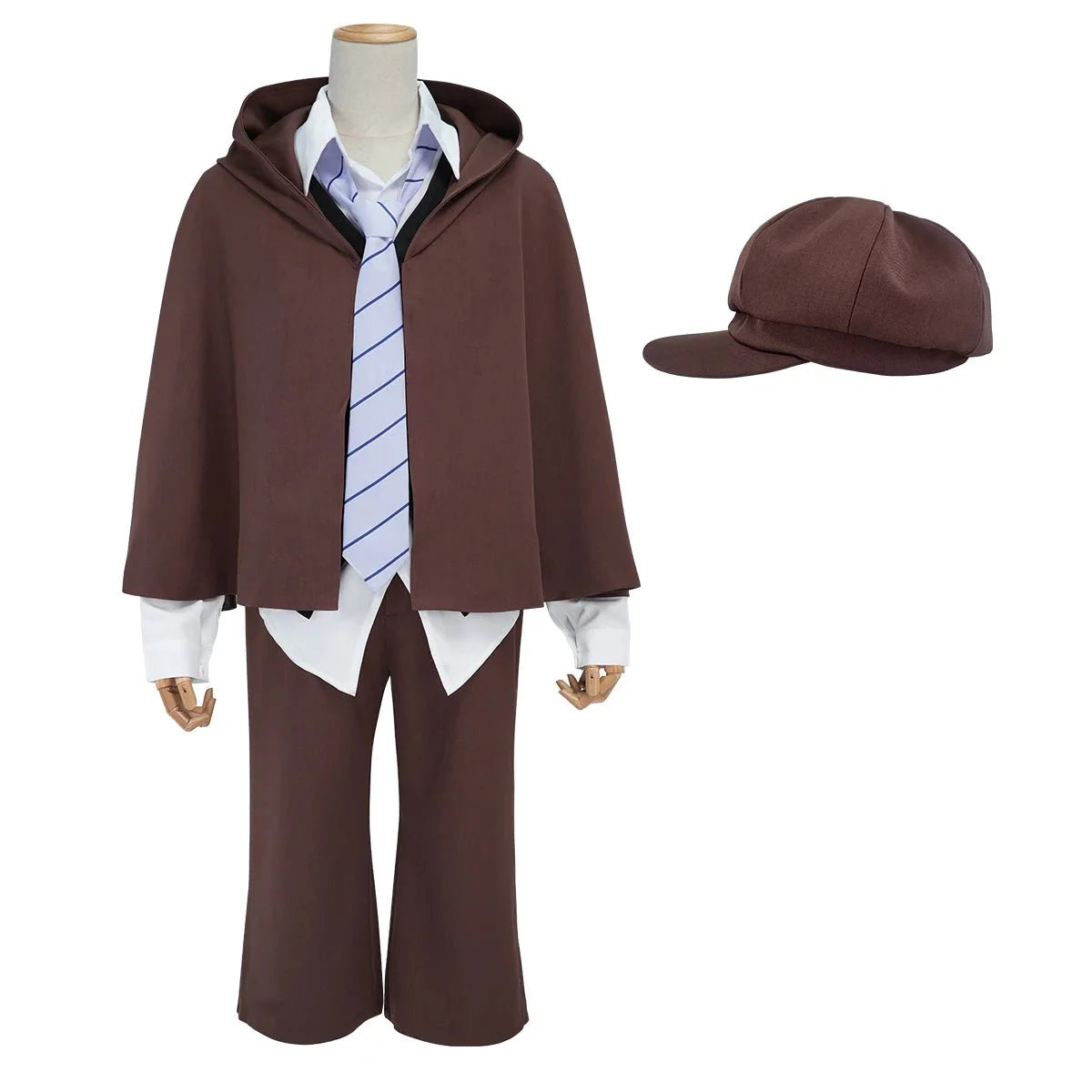 Astricos Edogawa Rampo Cosplay Costume - Premium Cape, Elastic Pants, Shirt, Vest, Tie, Hat - Ideal for Anime Fans - Astricos