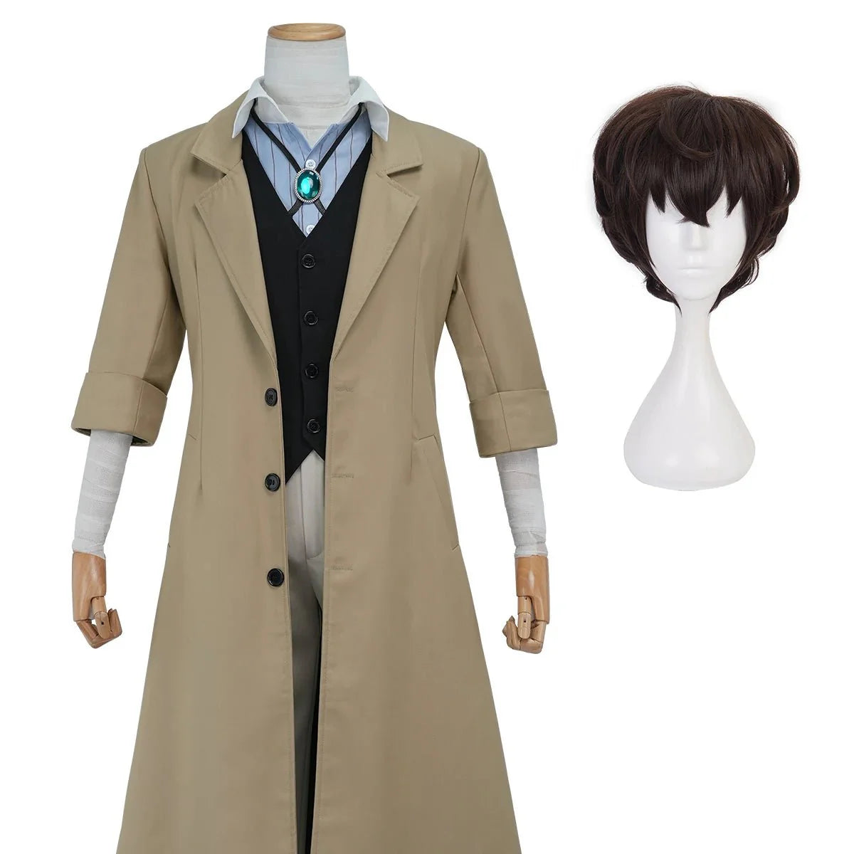 Astricos Dazai Osamu Cosplay Costume - Premium Anime Outfit with Wig, Coat, and Accessories - Astricos