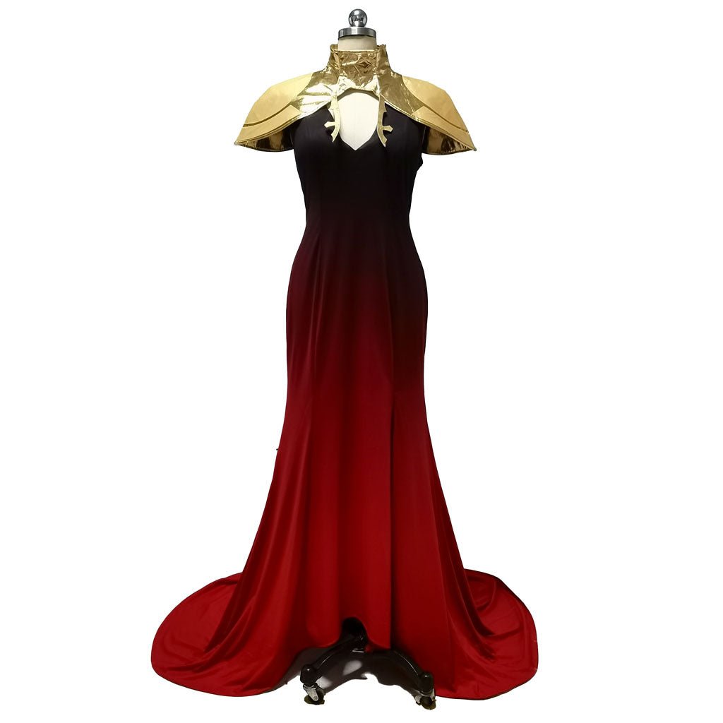 Astricos Carmilla Cosplay Costume - Enchanting Red Gothic Dress with Long White Wig - Astricos