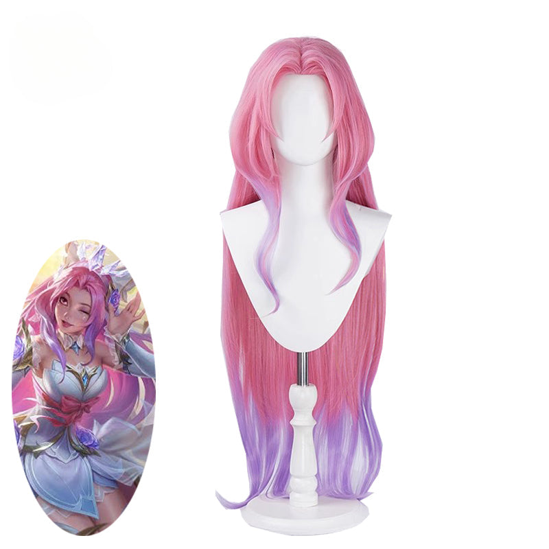 Astricos Crystal Rose Seraphine Cosplay Wig - 85cm Long Gradient Color Synthetic Hair for Women - Astricos