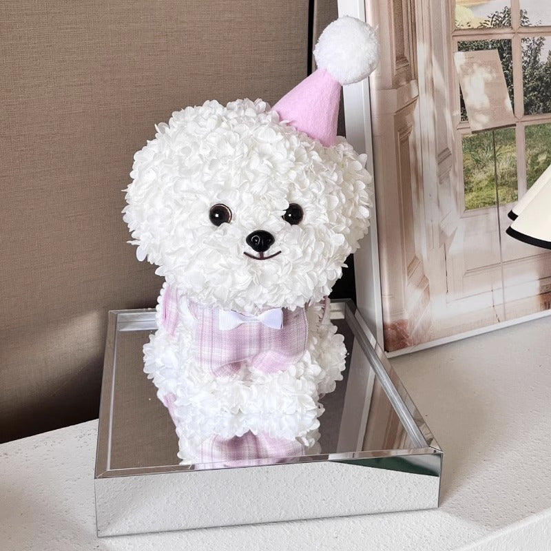 Astricos Bichon Maltese Forever Flower Puppy Figurine - Exquisite Christmas Gift for Dog Lovers - Astricos