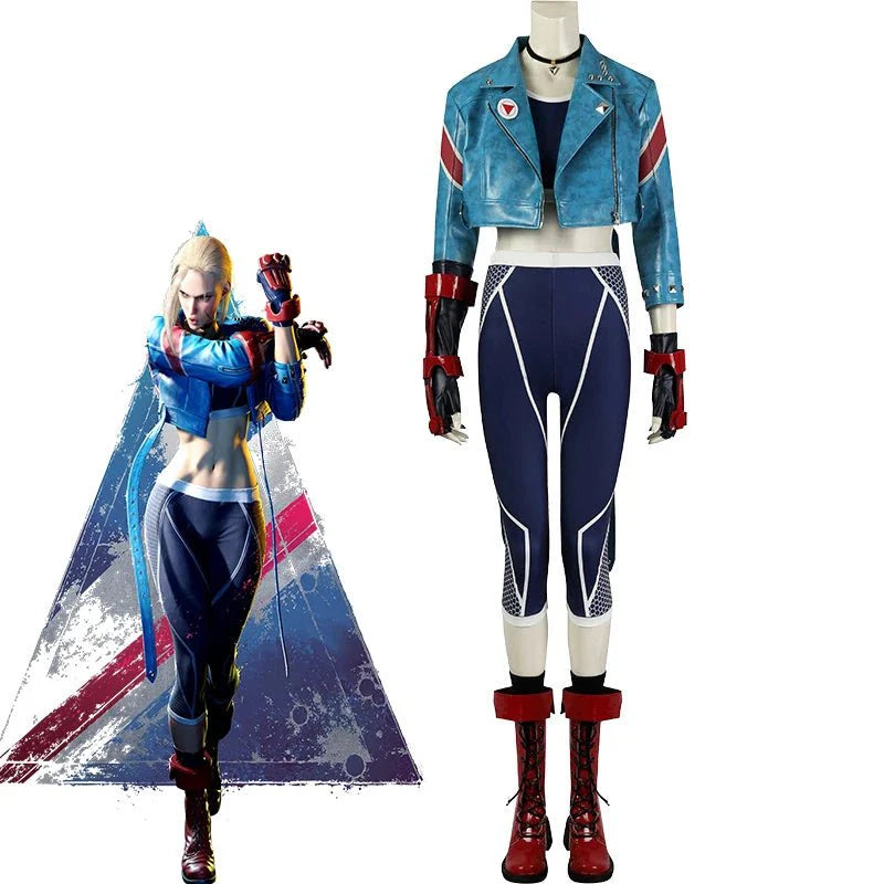 Astricos Cammy Cosplay Costume for Women - Punk Jacket, Crop Top, Pants Full Set for Halloween, Carnival, or Gaming Events - Astricos