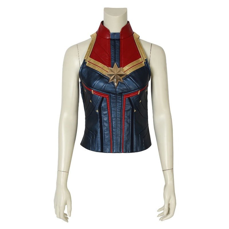 Astricos Metallic Blue PU Leather Captain Marvel Cosplay Costume – Ideal for Marvel Enthusiasts - Astricos