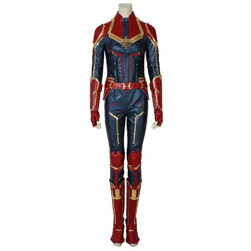 Astricos Metallic Blue PU Leather Captain Marvel Cosplay Costume – Ideal for Marvel Enthusiasts - Astricos