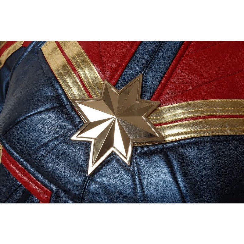 Astricos Metallic Blue PU Leather Captain Marvel Cosplay Costume – Ideal for Marvel Enthusiasts - Astricos