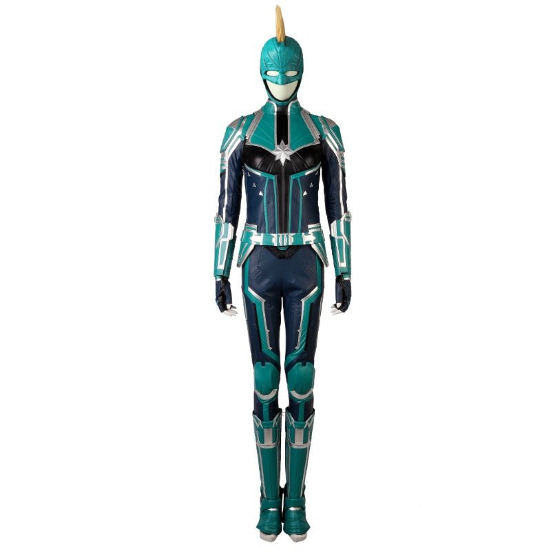 Captain Marvel Starforce Turquoise PU Leather Cosplay Costume | Astricos - Astricos