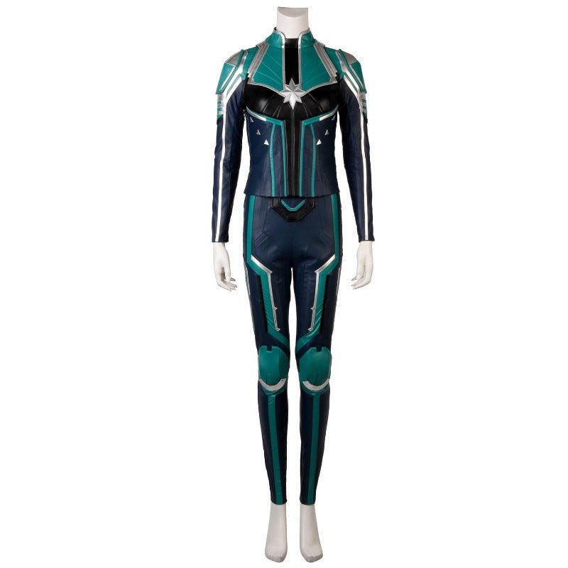 Captain Marvel Starforce Turquoise PU Leather Cosplay Costume | Astricos - Astricos