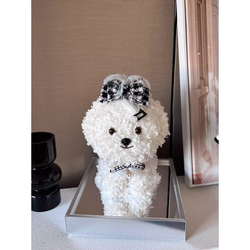 Astricos Bichon Maltese Forever Flower Puppy Figurine - Exquisite Christmas Gift for Dog Lovers - Astricos